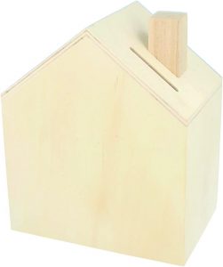 tirelire en bois en forme de maison