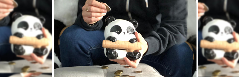 tirelire panda avec des pièces