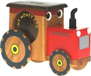 tracteur en bois avec vitre