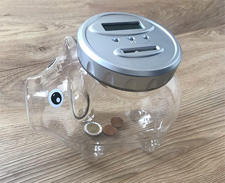 tirelire en forme de cochon transparente